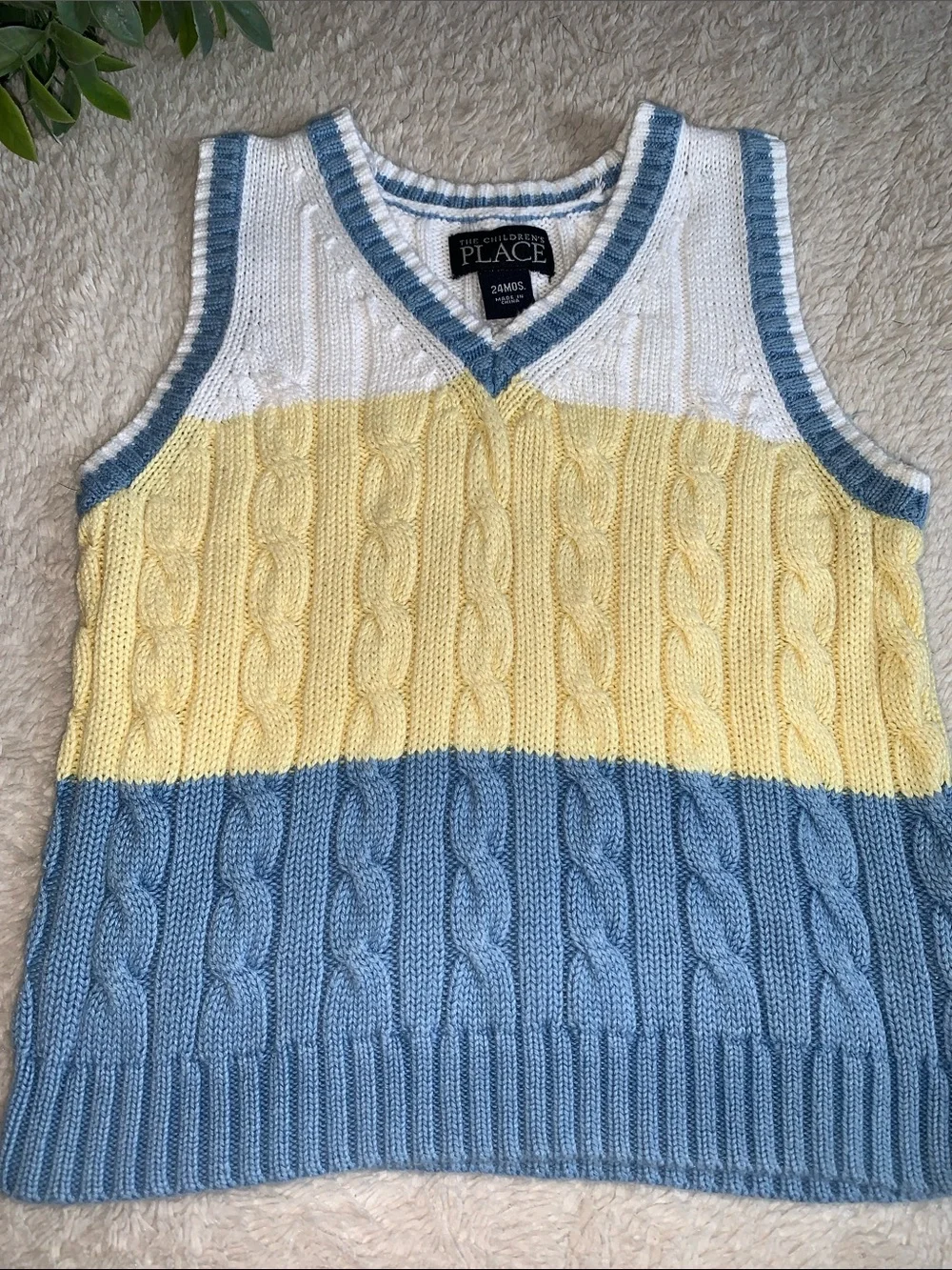 Children’s Place Blue & Yellow Sweater Vest 24M EUC